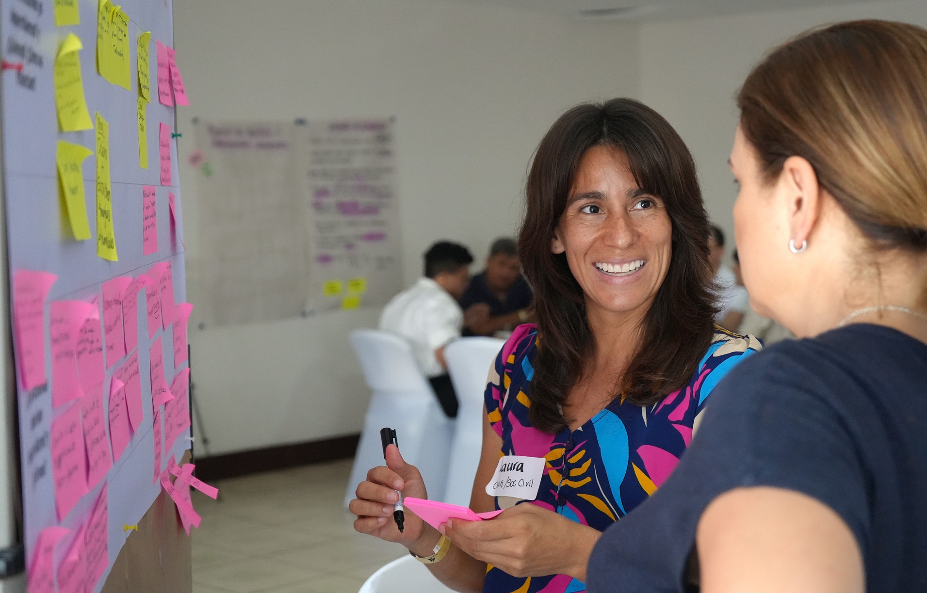 Two women interacting during a workshop