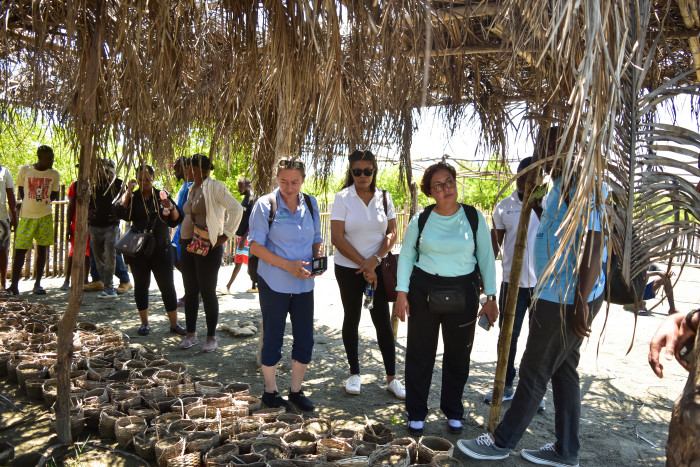 The CBF team visited the project mangrove plantation site near Acul Bay.