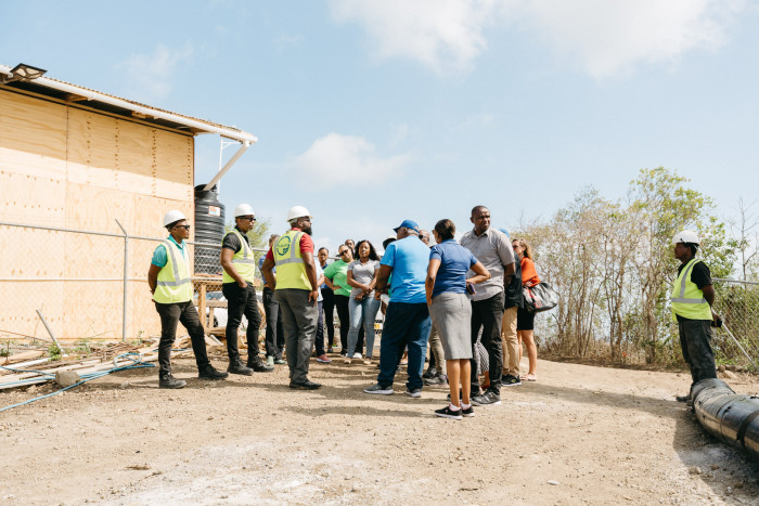 At construction site of 500,000 gallons water storage tank, St. George, Grenada