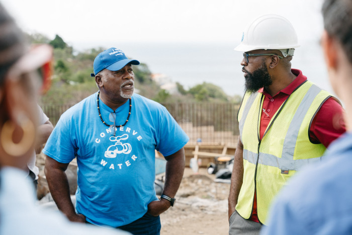NAWASA Senior project engineer Ronald Layne exchanging with study tour participants