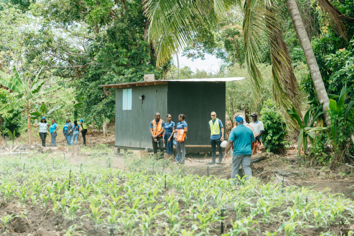 Participants at Challenge Fund for Agriculture beneficiary farm of Ms. Anchil Thomas in Grenada