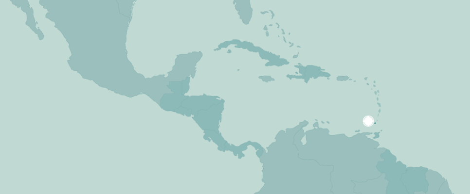 Mapa Centroamérica y el Caribe con Granada resaltada