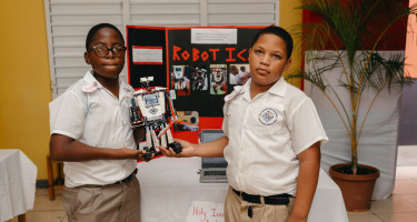 Students from Holy Innocents Anglican Primary school with their Robotics project