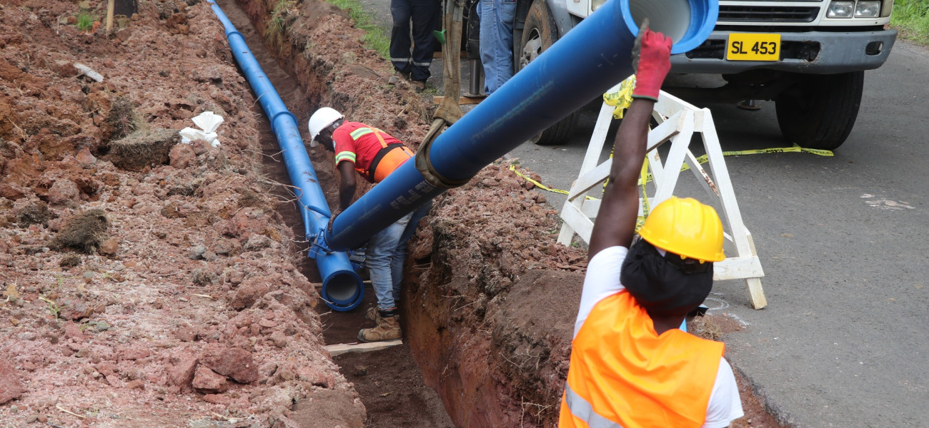 Laying of pipes for the 7 Sisters Water Transfer Project 